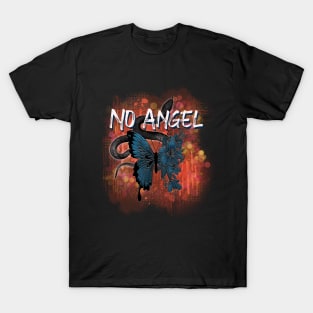 No Angel Design With A Snake And Blue Butterfly-Flowers T-Shirt